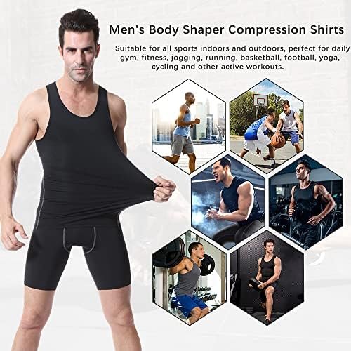 1/3 Pack Compression Tank Top for Men Bodybuilding Gym Athletic Tight Undershirts Workout Tops