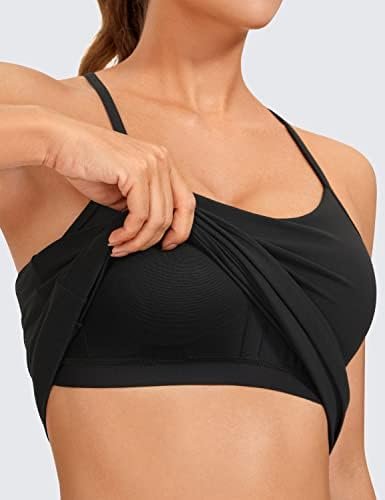 Womens Racerback Tank Top with Built in Bra - Spaghetti Thin Strap Padded Workout Slim Yoga Camisole