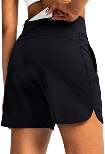 Women's Running Shorts with Zipper Pockets 7 Inch Long High Waisted Athletic Workout Gym Summer Shorts for Women