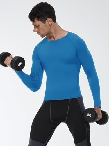 Men's Compression Shirts Long Sleeve Quick Dry Athletic Running T-Shirt Workout Sports Gym Base Layer Tops