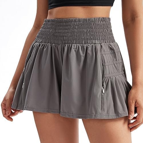 Flowy Athletic Shorts for Women Gym Yoga Workout Running Pleated Tennis Skirts High Waisted Cute Clothes Summer