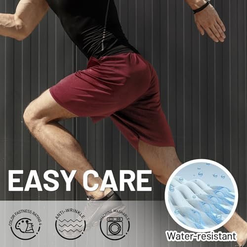 Men's Workout Running Shorts 7 Inch Lightweight Athletic with Zipper Pockets No Liner Quick-Dry Gym Active Shorts