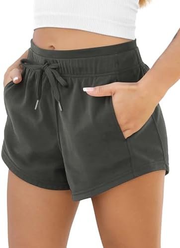 Women's Sweat Shorts with Pockets Cotton Drawstring Summer Workout Casual Lounge Shorts