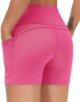 High Waist Yoga Shorts for Women's Tummy Control Fitness Athletic Workout Running Shorts with Deep Pockets