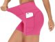 High Waist Yoga Shorts for Women's Tummy Control Fitness Athletic Workout Running Shorts with Deep Pockets