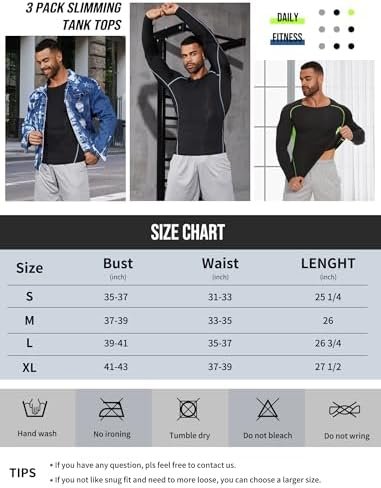 3 Pack Men's Compression Shirt Athletic Workout T-Shirts Top Long Sleeve Base Layer Patchwork Sport Undershirt