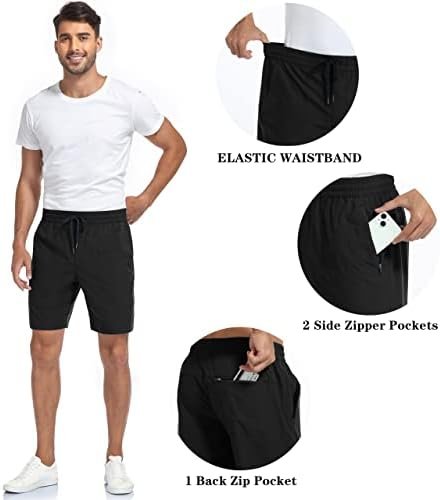 Men's Athletic Running Shorts Quick Dry Workout Shorts 8" Lightweight Sports Gym Shorts with Zipper Pockets