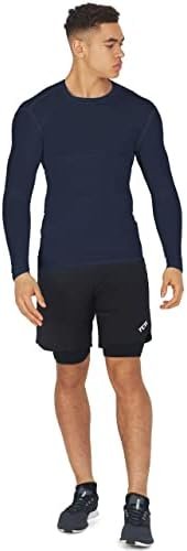 Men's Compression Shirts Long Sleeve Athletic Workout Top, Rash Guard Base Layer Sports Undershirt - Crew Neck