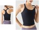 Ribbed Workout Short Racerback Tank Tops for Women with Built in Bra