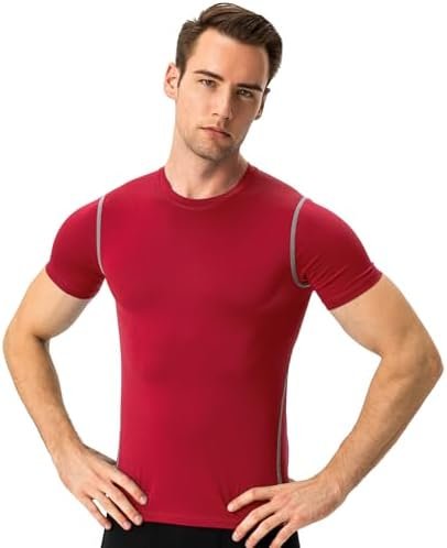 Men's Compression Shirts Short Sleeve Athletic Tops Cool Dry Running Undershirts Baselayer Sports Gym T-Shirt