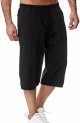 Mens Casual Soft Linen Long Shorts Knee Length Sport Running Lounge Work Shorts Capri Pant