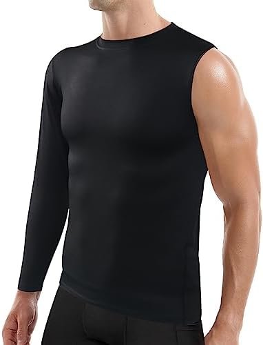 Mens One Arm Sleeve Compression Shirt 1/2 Long Sleeve Base Layer Sports Workout Basketball Top