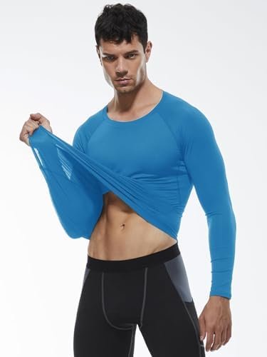 Men's Compression Shirts Long Sleeve Quick Dry Athletic Running T-Shirt Workout Sports Gym Base Layer Tops