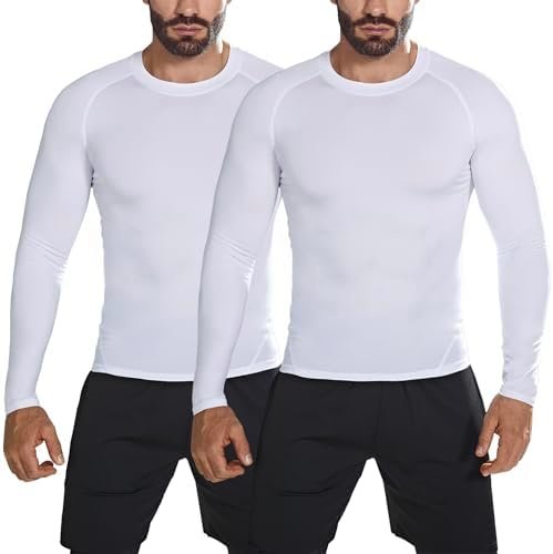 Men's Compression Shirts Long Sleeve UPF 50+ UV Sun Protection SPF Shirts Lightweight Fishing Swim T-Shirt