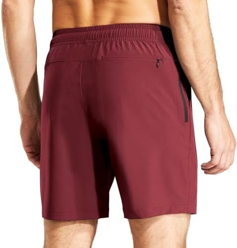 Men's Workout Running Shorts 7 Inch Lightweight Athletic with Zipper Pockets No Liner Quick-Dry Gym Active Shorts