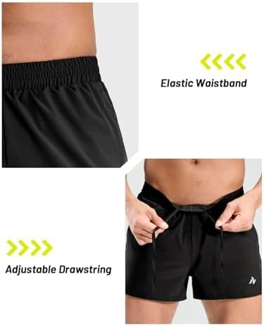 Men's 3" Running Short with Liner Quick Dry Lightweight Athletic Workout Gym Shorts with Zipper Pocket