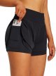 Women's Workout Running Shorts 2 in 1 Spandex High Waisted 3" Athletic Shorts with Liner Pockets