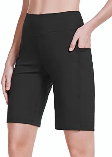 Women's 10" Shorts Long Athletic Workout Knee Length High Waisted Yoga Running Shorts with 3 Pockets