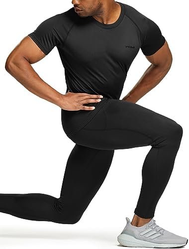 Men's Thermal Short Sleeve Compression Shirts, Athletic Sports Base Layer Top, Winter Gear Running T-Shirt