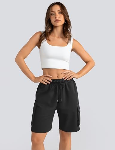 Shorts for Women Cargo Sweat Long Shorts Woman Summer with Pockets for Casual Gym Workout