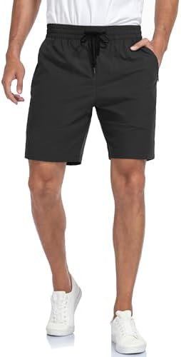 Men's Athletic Running Shorts Quick Dry Workout Shorts 8" Lightweight Sports Gym Shorts with Zipper Pockets