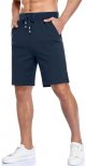 Men's Athletic Shorts Comfortable Cotton Workout Shorts Elastic Waist Running Shorts with Zipper Pockets