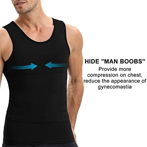 Mens Gynecomastia Compression Shirts, Slimming Body Shaper Tank Top, Tummy Control Undershirts - Change in Seconds