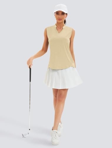 Womens Golf Shirt V Neck Sleeveless Polo Shirts Athletic Tennis Tank Tops Moisture Wicking Lightweight Sports Top