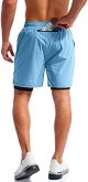 Men's 2 in 1 Running Shorts 7" Quick Dry Gym Athletic Workout Shorts for Men with Phone Pockets