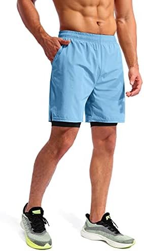 Men's 2 in 1 Running Shorts 7" Quick Dry Gym Athletic Workout Shorts for Men with Phone Pockets