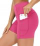 High Waist Yoga Shorts for Women's Tummy Control Fitness Athletic Workout Running Shorts with Deep Pockets