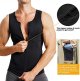 Mens Compression Shirt Belly Slimming Body Shaper Vest Sleeveless Zipper Undershirt Tank Top Shapewear for Stomach