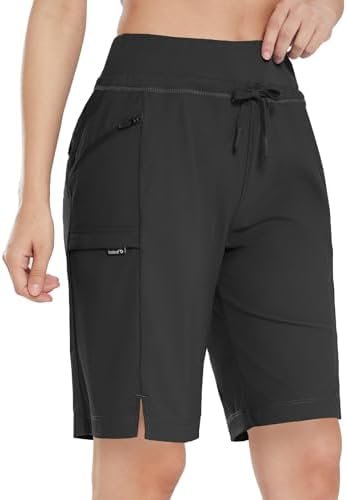 Women's Hiking Long Shorts 9"/11" Quick Dry Cargo for curvy Lightweight Pockets