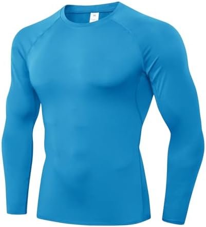 Men's Compression Shirts Long Sleeve Quick Dry Athletic Running T-Shirt Workout Sports Gym Base Layer Tops