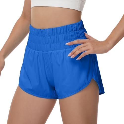 Womens High Waisted Running Shorts,Quick Dry Split Athletic Shorts for Women Gym Workout Shorts with Mesh Liner