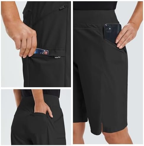 Women's Hiking Long Shorts 9"/11" Quick Dry Cargo for curvy Lightweight Pockets